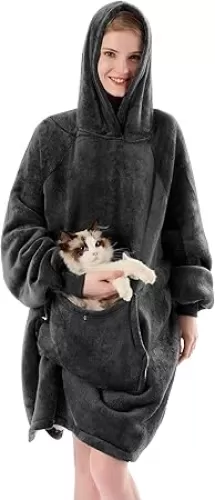 Krifey Wearable Blanket Hoodie, Oversized Sherpa Hooded as Birthday Gifts Christmas Gifts for Mom Women Girlfriend Men, Cozy Sweatshirt with Giant Pocket