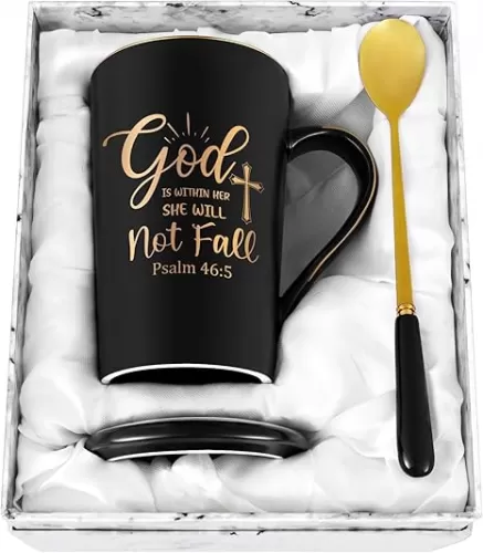 Maustic Christian Gifts for Women, Christian Coffee Mug, Religious Spiritual Inspirational Gifts for Women, Bible Gift, God Is within Her Mug, Birthday Christmas Gift for Her, 14 Oz