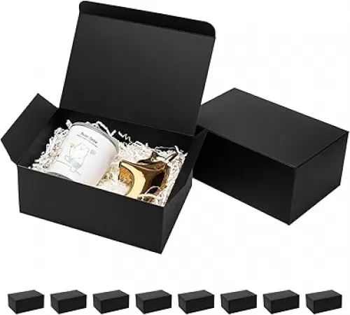 Mcfleet Black Gift Boxes with Lids 9x6x4 Inches 10 Pack Groomsmen Proposal Cardboard Craft Gift Box for Christmas, Wedding, Graduation, Holiday, Birthday Presents Packaging