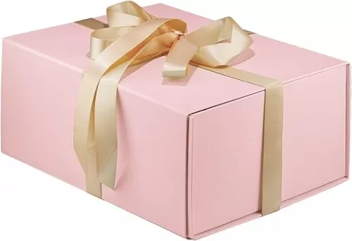 MOYEUPAC Pink Gift Box, 9" X 7" X 4" with Ribbon for Presents Magnetic Closure Gift Packaging for Christmas, Halloween, Birthday
