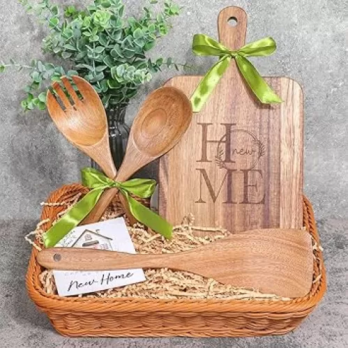 New Home Housewarming Gift | Realtor Closing Gifts | Home Sweet Gift Set with Rattan Storage Basket | Essentials for Women, Couples, Friends, First-Time Buyers