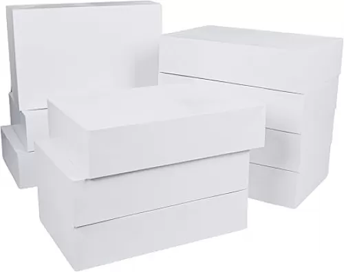 NUJOVI Premium 10 Piece Extra Large Gift Boxes for Presents - Premium White Gift Boxes with Lids at 4-inch Deep for Robes and Bulky Christmas Presents