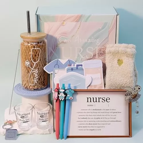 Nurse Gifts for Women, Nurses Week Gift Set Nurse Appreciation Gifts for Nurses Female Nursing Student Nurse Graduation, Birthday, Nurse Gifts with Nurse Shot Glasses, 16oz Glass Tumbler-(Nurse Set)