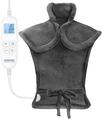 RENPHO Electric Heating Pad for Back Pain Relief, Birthday Gifts for Women Men Mom Dad Elderly, FSA Eligible Items Only List, Large Heat Pad for Neck and Shoulders, 24"x33", ETL Certified, Gray