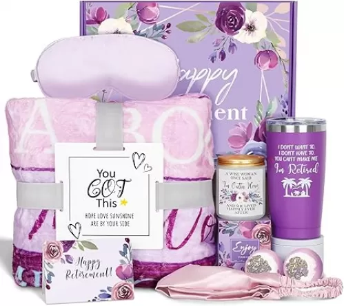 Retirement Gift for Woman with Blanket, Best Retirement Gifts Ideas for Retired Friends, Boss, Teachers, Nurses, Mom, Grandma, Going Away Gift, Goodbye Gifts for Coworker, Funny Retirement Gifts for Women, Men
