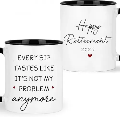 Retirement Gifts For Men, Women, Teacher, Coworker - Funny Retired Coffee Mug - Not My Problem Cup - Ideas for Friend, Colleague, Boss For Retired, Birthday, Christmas Presents