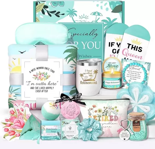 Retirement Gifts for Women 2025, 16 pcs Happy Retirement Gifts for Teacher Nurse Mom Grandma Colleague Coworker Friend Boss, Best Retirement Gifts Basket Set, Retirees Gifts with Tumbler