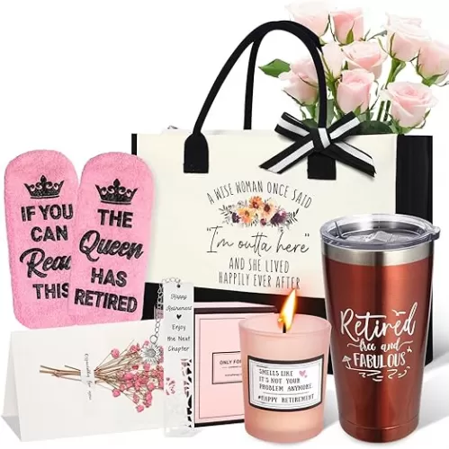 Retirement Gifts for Women 2025, Best Retirement Gifts Ideas for Coworker Teacher Boss Nurses Friends Mom Grandma Retirees, Coworkers Farewell Leaving Going Away Gift with 20Oz Tumbler Canvas Tote Bag
