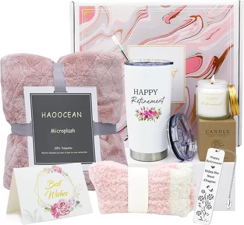 Retirement Gifts for Women, Retirement Gift Basket for Coworker Teacher Nurses Boss Friends Mom Grandma Retirees, Retired Gifts with 20 oz Tumbler Throw Blanket Candles Bookmark