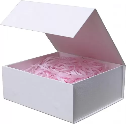 Rsgift White Gift Box with Lid, 7.8x7x3.1 Inches, Magnetic Closure Small box for Men - Wedding, Birthday, Graduation Packaging