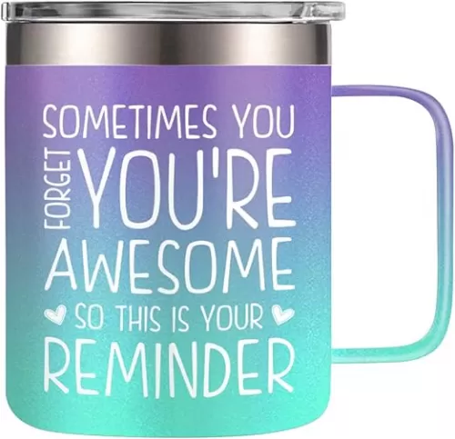 SANDJEST 14oz Coffee Mugs for Women Inspirational Gifts For Her Insulated Coffee Mug with Handle, Travel Coffee Mug Gift Idea for Birthday, Mother