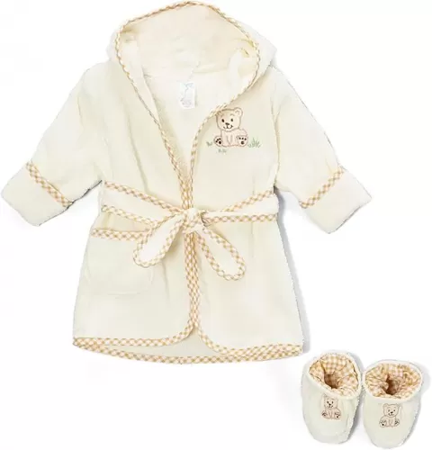 Spasilk 100% Cotton Hooded Terry Bathrobe with Booties Baby One Size Gifts — Shower