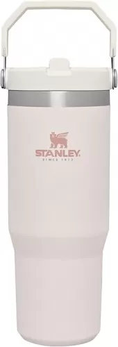 Stanley IceFlow Stainless Steel Tumbler with Straw - Vacuum Insulated Water Bottle for Home, Office or Car Reusable Cup with Straw Leak Resistant Flip Cold for 12 Hrs or Iced for 2 Days (Rose Quartz)
