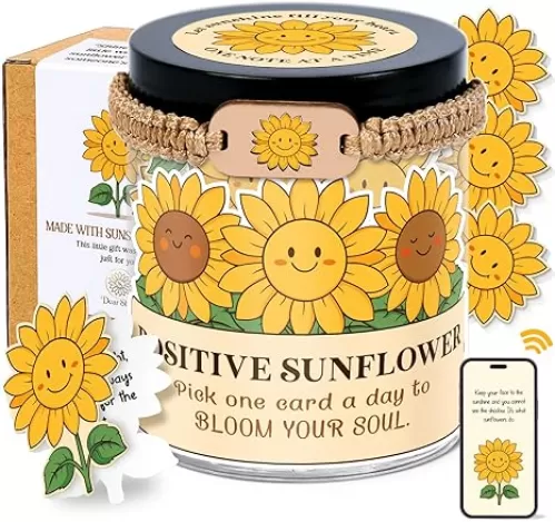 Sunflower Gifts For Women - Positive, Affirmation, Encouragement Cards For Women, Mom, Teacher, Friend, Coworker, Boss, Teen - Get Well Gifts For Womens - Funny White Elephant Gift Ideas