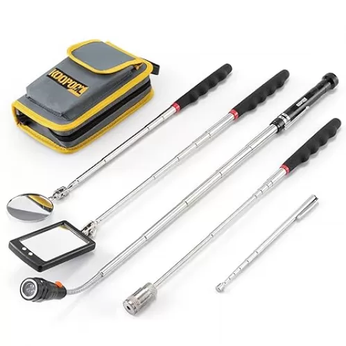 Telescoping Magnetic Pickup Tool Set, Inspection Mirror Telescoping, LED Flashlight, Cool Gadgets for Men, Gifts for Dad, Husband, Kids, Boyfriend, Magnet Stick