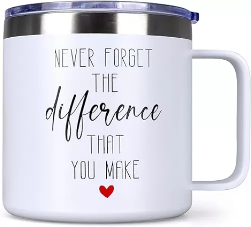 Thank You Gifts for Coworkers Female Boss Woman Christmas Coffee Mug Nurse Teacher Appreciation Gift for Women Daycare Therapist Mentor Xmas Presents Insulated Travel Tumbler Cup Goodbye Gifts