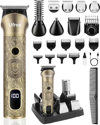Ufree Beard Trimmer for Men, Electric Razor Shaver, Cordless Hair Clipper Shaving Kit for Mustache Body Nose Ear Hair Facial, Adjustable Beard Grooming Kit Birthday Gifts for Men