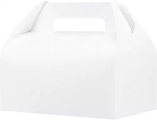UnicoPak 30 Pcs 9x6x6 Large Gable Boxes White Gift Boxes with Handles Bakery Boxes Treat Boxes Paper Lunch Boxes To Go Boxes for Birthday Wedding Party Favors Picnic Christmas