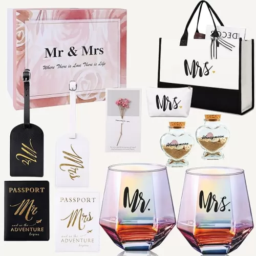 Wedding Engagement Gifts for Couples Mr and Mrs Gift Bridal Shower Gift, Bride To Be Gifts Honeymoon Travel Essentials Just Married