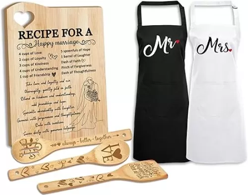 Wedding Gift for Couple 2025, Recipe for A Anniversary Marriage Cutting Board Mr and Mrs Gifts, Bridal Shower Gifts for Bride and Groom Engagement, Newlywed Bride o Be Gifts, Christmas His Her Gifts