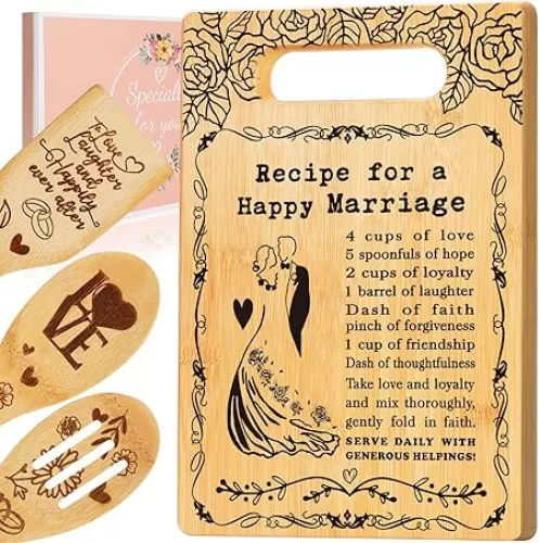 Wedding Gift for Couples 2025, Cutting Board Set Bridal Shower Gift for Bride Groom, Happy Marriage Wedding Gifts for Newlywed Wedding Shower Gift for Couple, Gift for Bride to Be Engagement Marriage