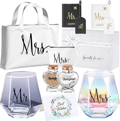 Wedding Gifts Engagement Gifts Box Basket for Couples-Newlywed Marriage-Mr and Mrs Gifts- Bride To Be Gifts