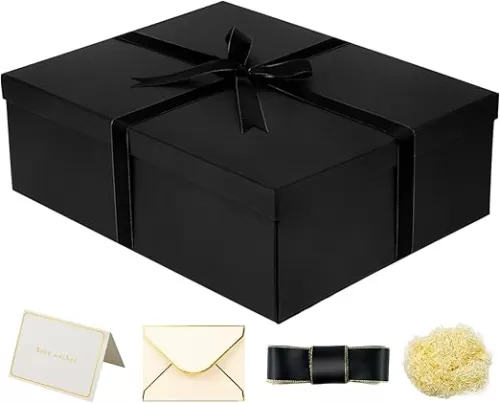 YINUOYOUJIA Large Gift Box 16.5x13x5.5 inches, Black Boxes for Presents, Birthday, Valentine's Day, Mother's Day, Christmas, Anniversary