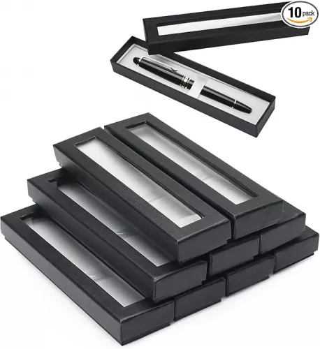 10pcs Pen Boxes Gift Empty with Clear Lid Cardboard, Gift Boxes for Pens, Black Pen Display Case for Gift Packaging (10)