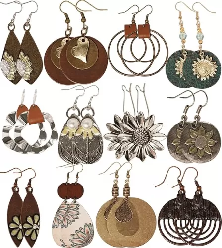 12-Piece Vintage Boho Chic Vacation Earrings Set: Flowy Dresses, Wide Brim Hats & Beach Accessories - Retro Photoshoot Outfit Bundle for Women Christmas Gifts