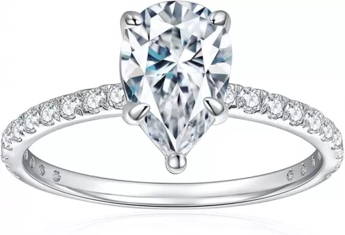 2 Carat D Color VVS1 Drop Shape Cut Diamond Engagement Ring - Set in 18K White Gold, Elegant Anniversary Promise for Women