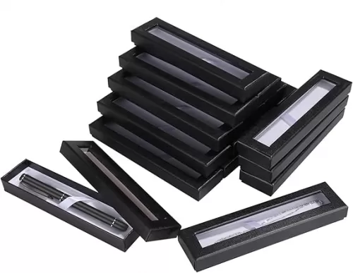 20 Pack Pen Gift Box Empty Pen Cases with Clear Lid, Black Pen Presentation Display box for Jewelry Pencil Ballpoint Fountain Pen Display for Christmas Gift Business Birthday Souvenir Office Supplies