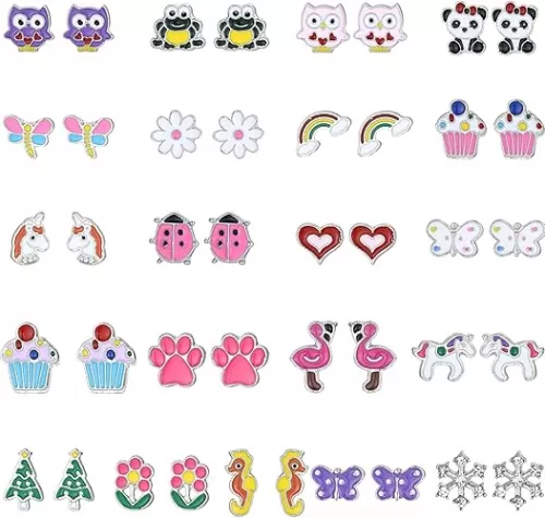 20 Pairs Hypoallergenic Stud Earrings Set for Girls Jewelry Gifts for Girls Kids Women