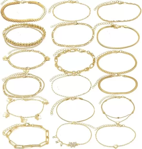 20Pcs Charm Ankle Set For Women Gold Silver Bracelets Bohemian Chain Beach Anklet Bracelet Jewelry Set Friendship Gift