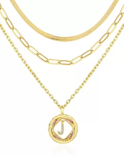 22k Gold Plated Layered Initial Necklaces for Women, Paperclip & Snake Chain with Zircon Letter Pendant, Dainty Custom Jewelry Gift for Her Birthday or Anniversary