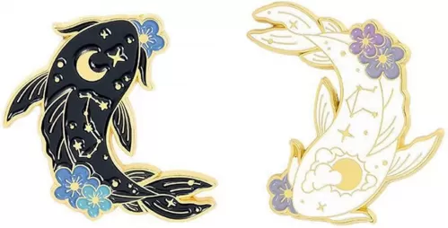2Pcs coadipress Lovely Fish Brooch Enamel Lapel Brooches Pin Set Cute Cartoon Koi Fish Pins for DIY Backpacks Clothes Bags Jackets Hat Jewelry Accessories Gift