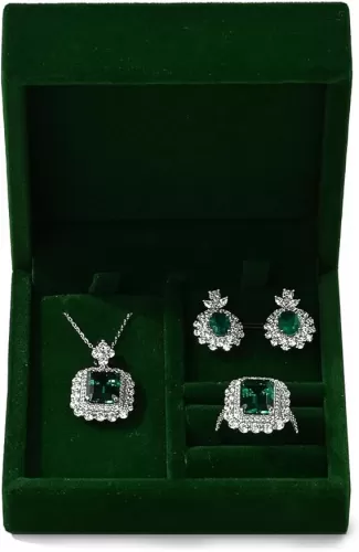 3 in 1 Velvet Jewelry Set Gift Box Earring Gift Box Ring Necklace Boxes Small Jewelry Storage Boxes for Travel Birthday Mother