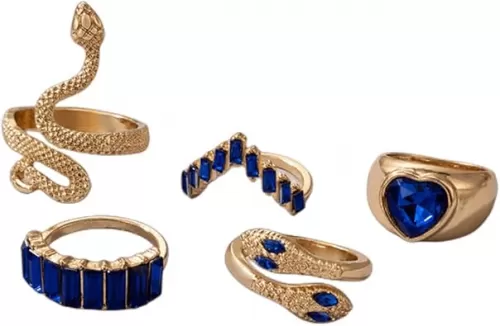 5-8Pcs Vintage Knuckle Rings Set.Color Crystal Rings Set Stackable Finger Rings Snake Rings Jewelry Gifts for Women