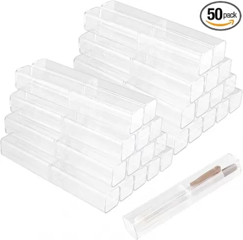 50 Pcs Acrylic Pen Boxes, Single Clear Plastic Pen Case Container, Empty Transparent Ballpoint Pen Gift Display Storage Boxes for School Office Business Supply
