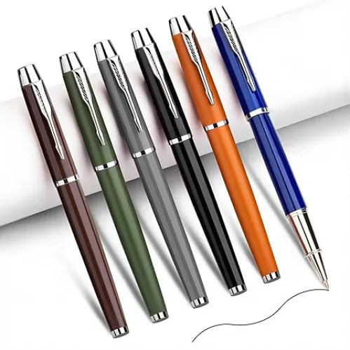 6-pcs Luxury Metal Fine Point Ballpoint Pen, Personalized Vintage Colored Pen Holders, Best Ball Pen Gift Set For Men & Women Gift Set, Office Supplies, Nice Pens (6-pcs Pens)