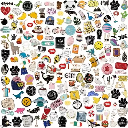 60 PCS Mixed Enamel Brooch Pins Bulk Set | Decoration Lapel Pin Clothes Accessories Birthday Christmas Festival Gift for Girls Women (Random Style)