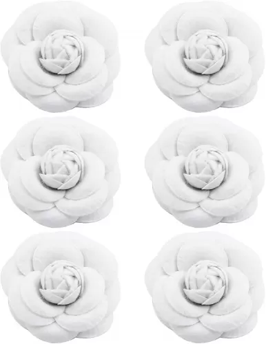 6PCS Fabric Camellia Flower Brooch Pins for Women Fashion Brooch Pins Corsage Brooches Gift for Dress Hat Scarf