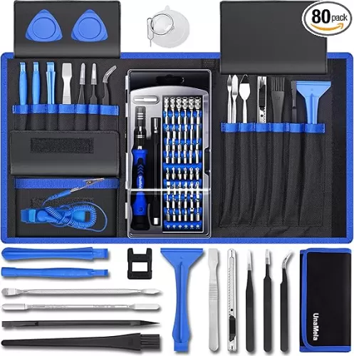 80 IN 1 Professional Computer Repair Tool Kit, Precision Screwdriver Set with 56 Bits, Magnetic Screwdriver Set for Laptop, PC, MacBook, Tablet, iPhone, PS4, Electronics, Gamer Tech Gifts for Men