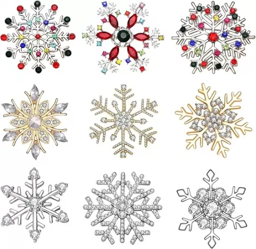 9 Pieces Christmas Brooch Pins for women Rhinestone Enamel Christmas Tree Wreath Snowflake Reindeer Brooch Pins Set Holiday Xmas Gift