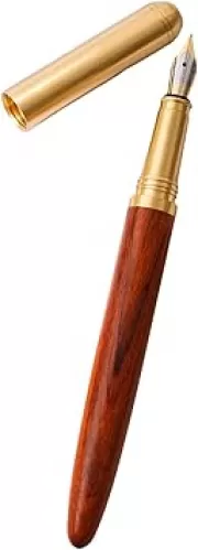 Bamboo Wood Fountain Pen with Ergonomic Grip Polished Steel Nib Ideal for Any Writing Calligraphy Fashionable Leather Gift Box Best Pen Gift Set for Men Women Professional Executive Office Nice Pen