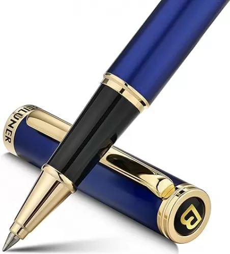 BEILUNER Luxury Rollerball Pen, 24K Gold Trim, Noble and Elegant Designs, Schneider Ink Refill, Best Roller Ball Pen Gift Set for Men & Women, Professional, Executive Office, Nice Pens