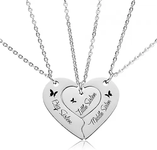 Best Friends Chains BFF Necklace 2 3 Cute Cartoon Split Heart Matching Friendship Necklaces Gifts for 2 3 Womens Daughter Sister BFF.