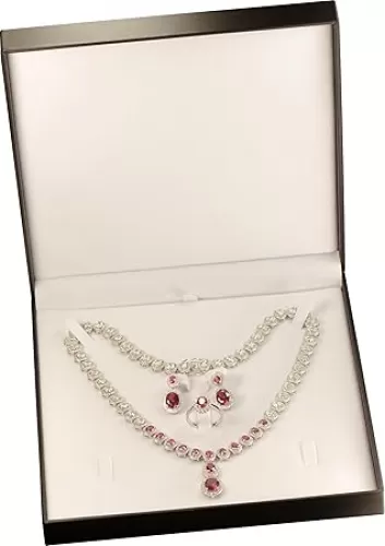 Black Color Extra Large Necklace Ring Earrings Bracelet Sets Gift Box Luxury Soft Touch PU Leather Material Big Necklace Storage Box Size 7.5"(W)*7.5〞(D)*1.57〞(H)