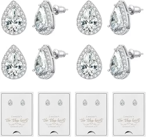 Bridesmaids Gift Set of 6 or 4 Stud Earrings Rose Gold Knot Bridesmaid Earring for Women I Couldn’t Tie a Knot Without You Wedding Proposal hypoallergenic Jewelry
