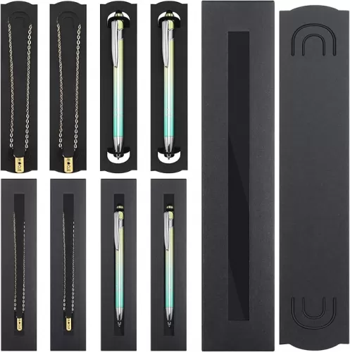 Chivao 40 Sets Epoxy Pen Box and Inserts, Gift Box Display Card Kit, Partners to Glitter Pen, Packaging Bags with Clear Window for Craft Gift Wrapping Supplies Starter(Black)