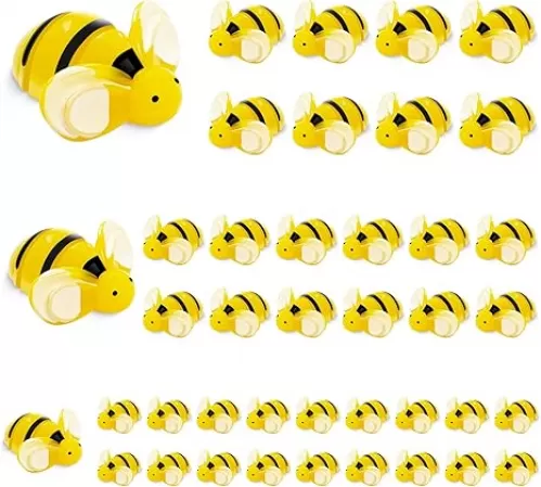CNDNO 120Pcs 3Size Bumble Bee Decor, Mini Resin Bees for Crafts, Plastic Bees Decorations for Birthday Wedding Parties, Home Office Table Bee Decor